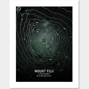 Mount Fuji Topographic Map Posters and Art